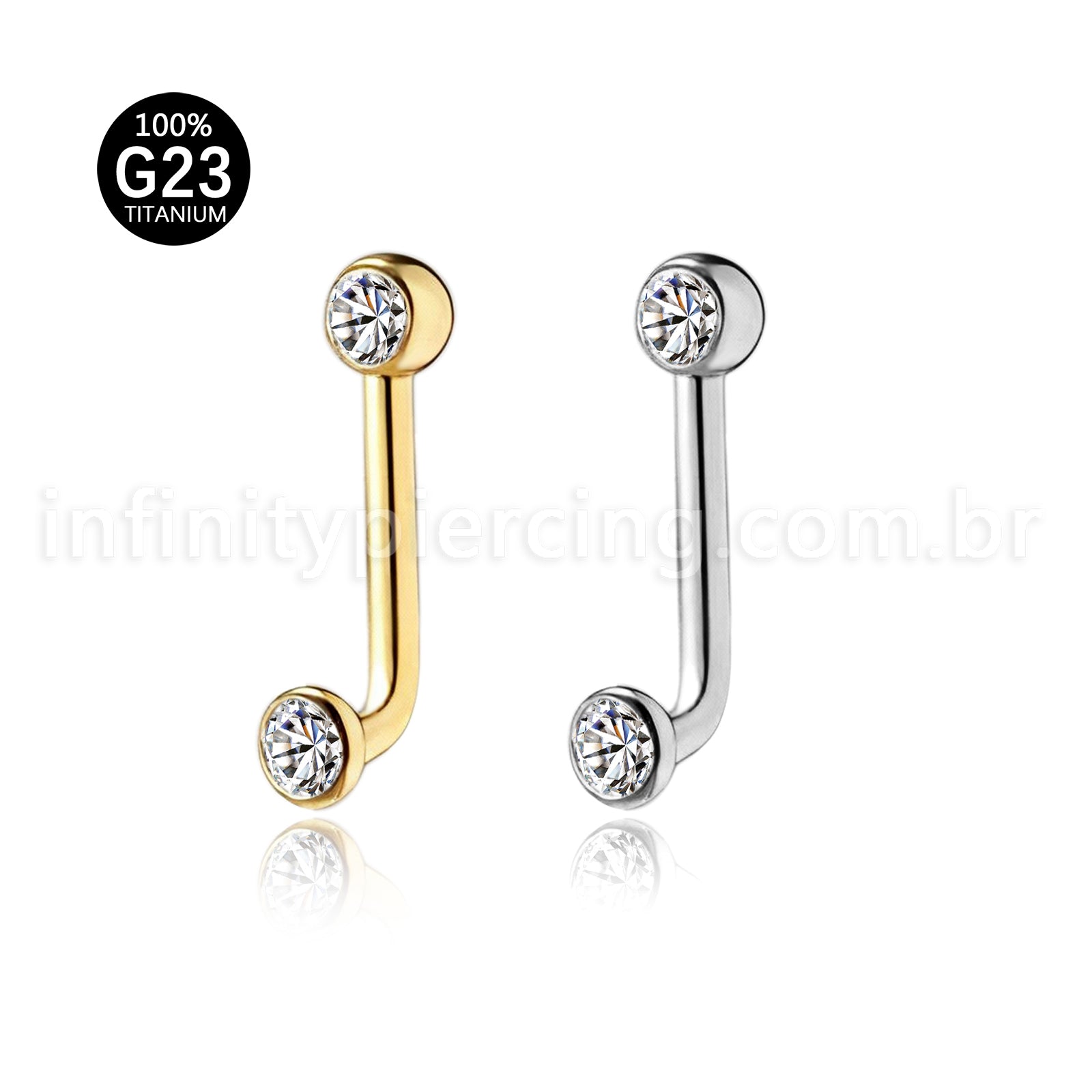 Piercing Lbar Titânio Zircônia Cravada